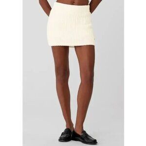 NEW RARE Alo Yoga Cable Knit Winter Bliss Mini Skirt -- White XS